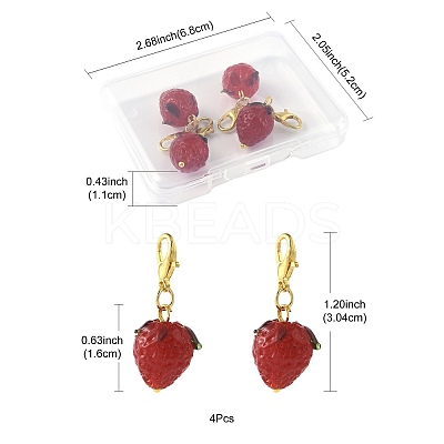 4Pcs Handmade Lampwork Strawberry Pendant Decorations HJEW-FS00041-04-1