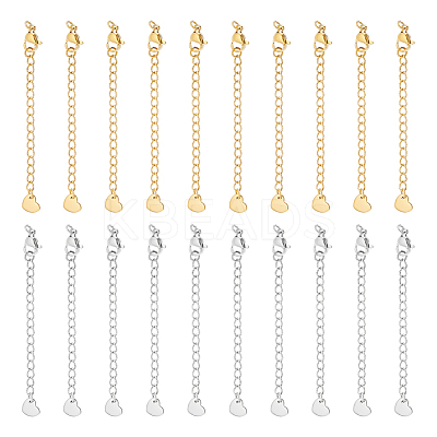 20Pcs 2 Colors 304 Stainless Steel Curb Chain Extender STAS-UN0060-86-1