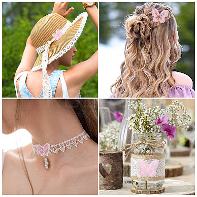 36Pcs 9 Style Butterfly Organgza Lace Embroidery Ornament Accessories DIY-BT0001-49-1