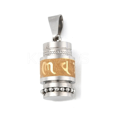 Buddhist Healing Prayer Wheel 304 Stainless Steel Pendants STAS-F168-67A-PG-1
