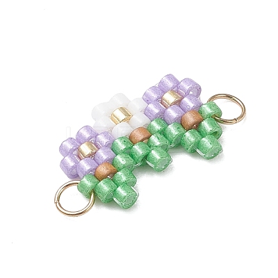 Glass Seed Beaded Connector Charms PALLOY-MZ01210-1