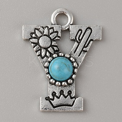 Alloy with Resin Imitation Synthetic Turquoise Pendants FIND-TAC0017-37Y-1