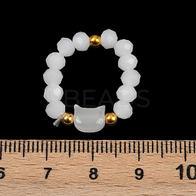 2Pcs Cat Shape Glass Beaded Beads Finger Rings WG1374D-03-1