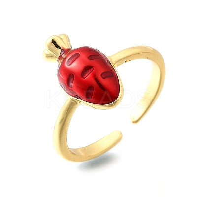 Brass Enamel Cuff Open Rings for Women RJEW-F184-13A-G-1