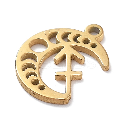 Real 18K Gold Plated 304 Stainless Steel Pendants STAS-R003-02G-08-1
