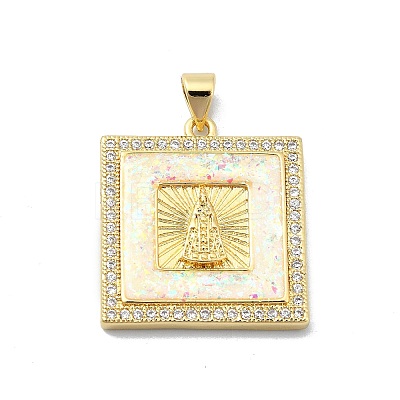 Brass Micro Pave Clear Cubic Zirconia Pendants KK-A221-26G-02-1