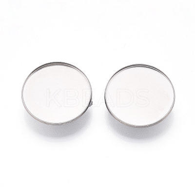 304 Stainless Steel Brooch Cabochon Settings STAS-E547-08F-P-1
