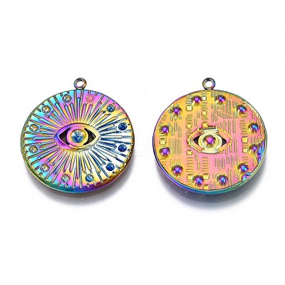 Rainbow Color 304 Stainless Steel Pendant Rhinestone Settings STAS-S119-071-1