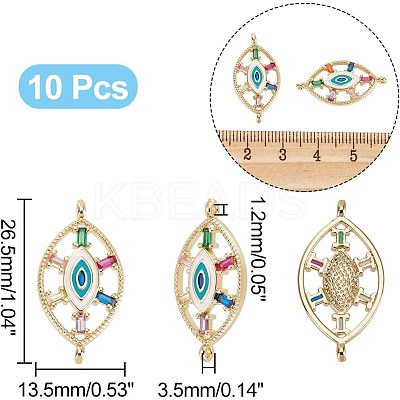 10Pcs Brass Colorful Cubic Zirconia Connector Charms FIND-HY0001-23-1