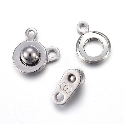 Non-Tarnish 201 Stainless Steel Snap Clasps X-STAS-C042-03P-1