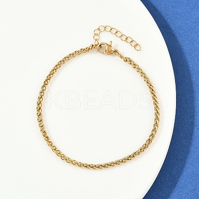 304 Stainless Steel Wheat Chain Bracelets for Unisex BJEW-K282-01B-G-1