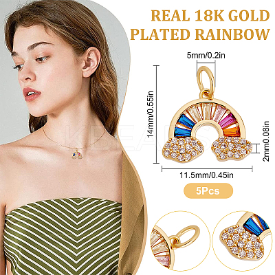 Brass Micro Pave Colorful Cubic Zirconia Pendants ZIRC-BBC0001-18-1