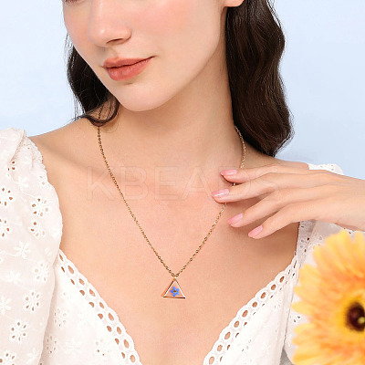 1Pc Dried Flower Stainless Steel Cable Chain Necklaces NJEW-TA0001-19A-1