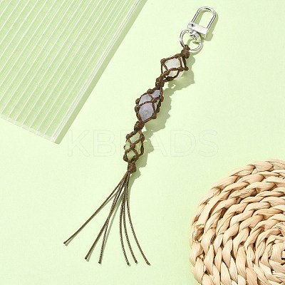 Natural Quartz Crystal Macrame Pouch Tassel Pendant Decorations KEYC-TA00023-02-1
