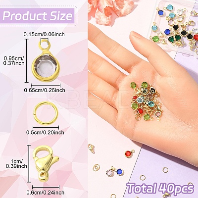 40Pcs 304 Stainless Steel Glass Charms STAS-YW0002-99-1