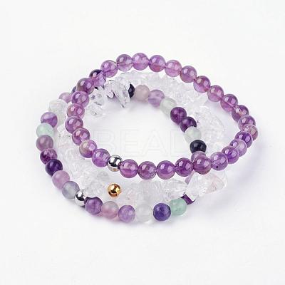 Natural Mixed Gemstone Stretch Bracelets BJEW-JB03365-05-1