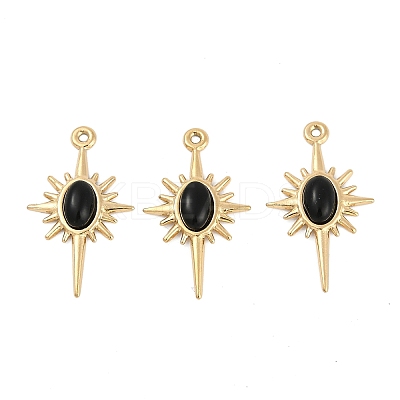 Natural Black Onyx(Dyed & Heated) Sun Pendants STAS-I325-140B-G-1
