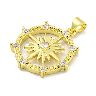 Rack Plating Brass Micro Pave Clear Cubic Zirconia Pendants KK-B091-46G-1