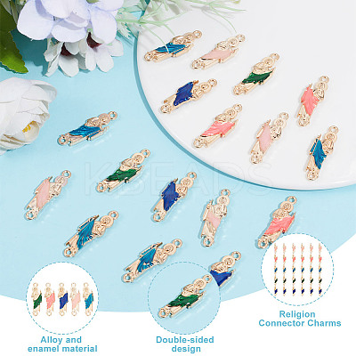 30Pcs 5 Colors Religion Alloy Enamel Connector Charms FIND-GO0001-62-1