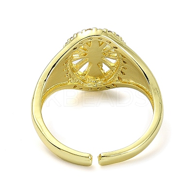 Brass with Cubic Zirconia Open Cuff Ring RJEW-B051-48G-1