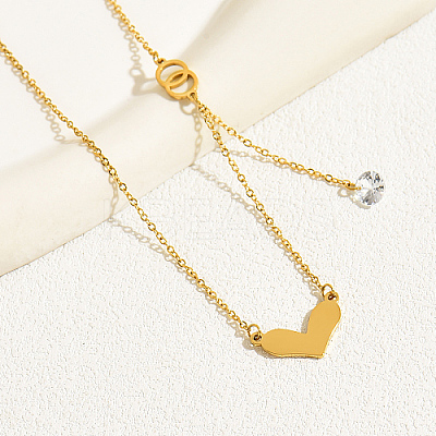 201 Stainless Steel Heart Pendant Necklace for Women XB0249-1