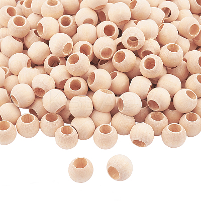 Unfinished Natural Wood European Beads WOOD-PH0009-04D-1