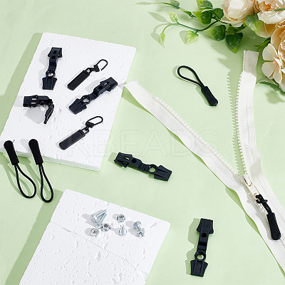 30 Sets 3 Styles Plastic & Nylon Detachable Zipper Slider Puller FIND-NB0005-60-1