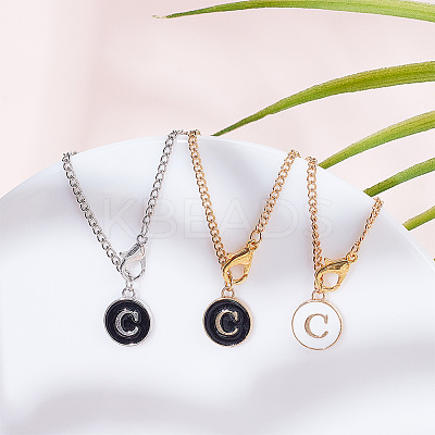 Flat Round with Letter Alloy Enamel Wine Glass Charms AJEW-AB00184-03-1