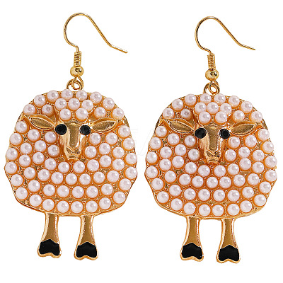 Alloy & Plastic Imitation Pearl & Rhinestone Pendant Necklaces & Dangle Earrings WG338F7-06-1