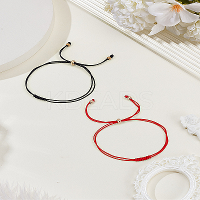 2Pcs 2 Colors Nylon Cord Slider Bracelets BJEW-LP0003-69-1