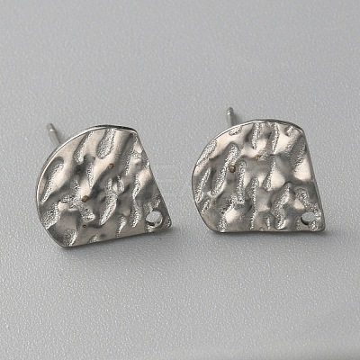 304 Stainless Steel Textured Geometry Stud Earring Findings with Hole STAS-WH0027-54M-1