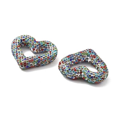 Heart Shape Polymer Clay Rhinestone Beads CLAY-NH0001-09A-1