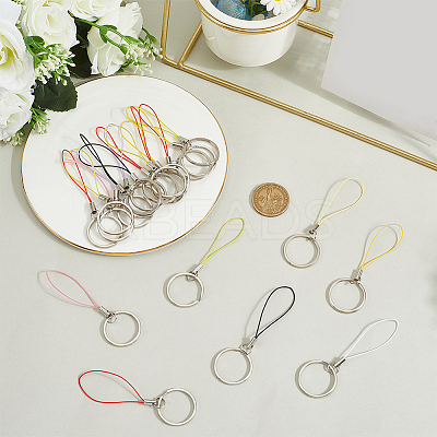 40Pcs 8 Colors Nylon Cord with Zinc Alloy sleeve Mobile Straps FIND-GF0008-37-1
