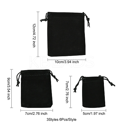 18Pcs 3 Styles Rectangle Velvet Drawstring Pouches TP-FS0001-04A-1