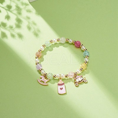Colorful Alloy Enamel Cute Charms Bracelet BJEW-JB08661-05-1
