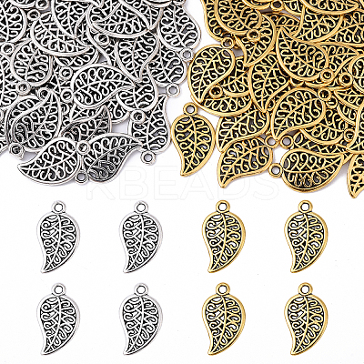 40Pcs 2 Colors Tibetan Style Alloy Pendants TIBEP-YW0002-11-1