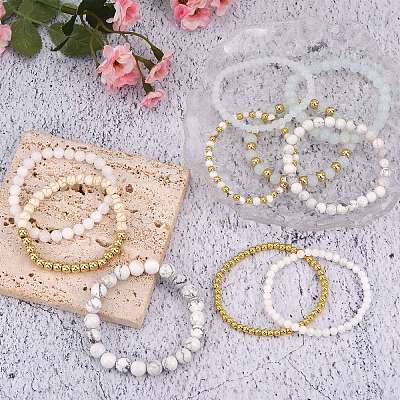 10Pcs 10 Styles Round Natural Dyed Malaysia Jade & White Jade BJEW-SW001578-1