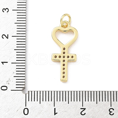 Brass Micro Pave Clear Cubic Zirconia Pendants KK-B141-20G-1