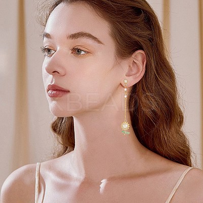 8 Pair 2 Color Flat Round Brass Micro Pave Cubic Zirconia Stud Earring Findings ZIRC-SZ0005-03-1