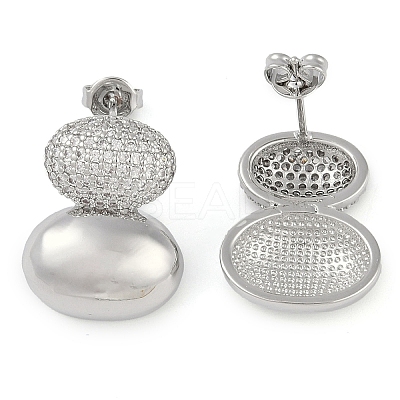 Oval Clear Cubic Zirconia Stud Earrings EJEW-Q387-04P-1