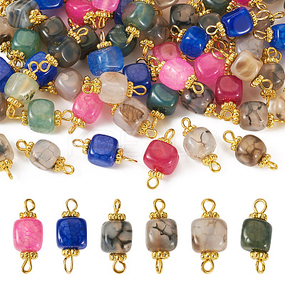 6 Sets 6 Colors  Natural Agate Dyed Connector Charms FIND-TA0002-41-1