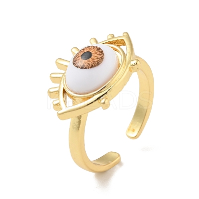 Acrylic Horse Eye Open Cuff Ring RJEW-B042-04G-04-1