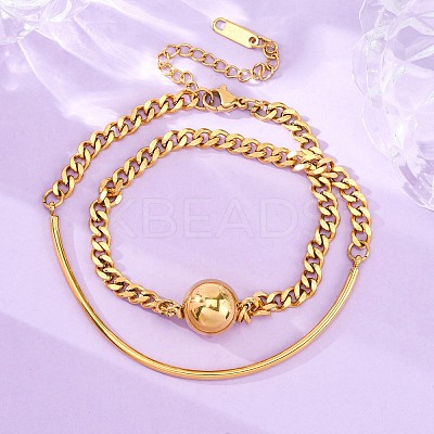 304 Stainless Steel Curb Chain Wrap Bracelets for Women BJEW-A036-12G-1