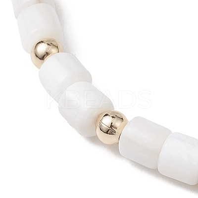 Natural Freshwater Shell Column Beaded Stretch Bracelets for Women BJEW-JB10934-1