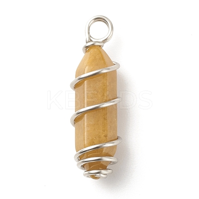 Natural Topaz Jade Double Terminal Pointed Pendants PALLOY-JF01686-04-1