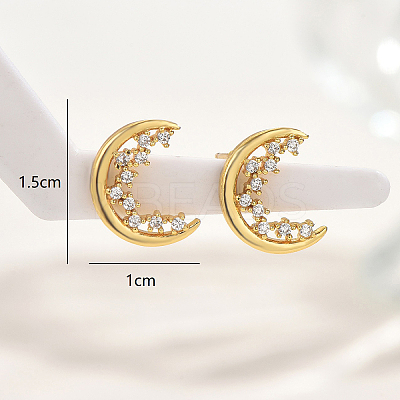 Fashionable Moon Brass Stud Earrings LQ5104-1