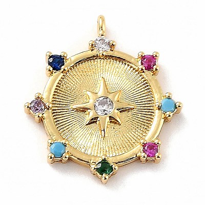 Eco-Friendly Brass Micro Pave Colorful Cubic Zirconia Pendants LS-ZIRC-C027-06G-02-RS-1