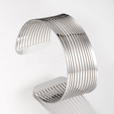 Tarnish Resistant 304 Stainless Steel Filigree Cuff Bangles X-STAS-S060-05-1
