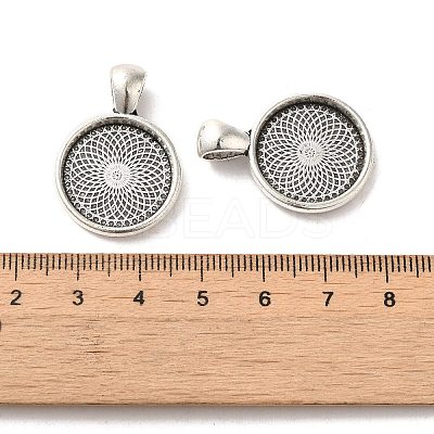 Tibetan Style Flat Round Alloy Pendant Cabochon Settings TIBEP-Q045-061AS-RS-1