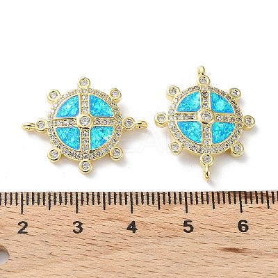 Rack Plating Brass Micro Pave Clear Cubic Zirconia Connector Charms KK-C041-29G-1